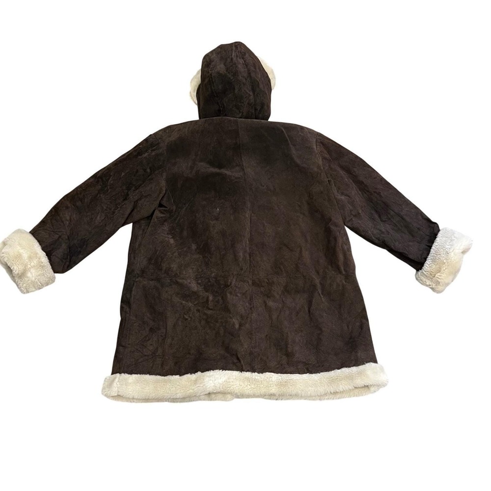 Wilsons Leather Brown Suede Faux Fur Trim Hooded Parka Coat XL - Picture 13 of 14